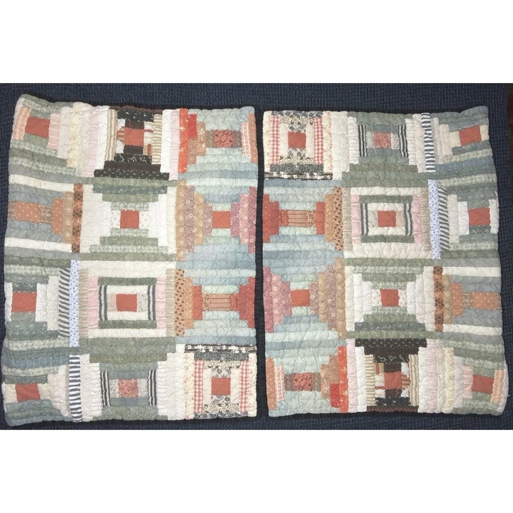 Pottery Barn Sham Set JAXSON Patchwork Quilted STANDARD Cotton Shams Farmhouse